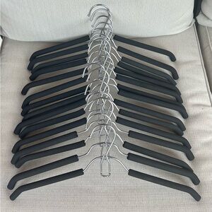Set of 15 Black Foam and Silver Non-Slip Hangers